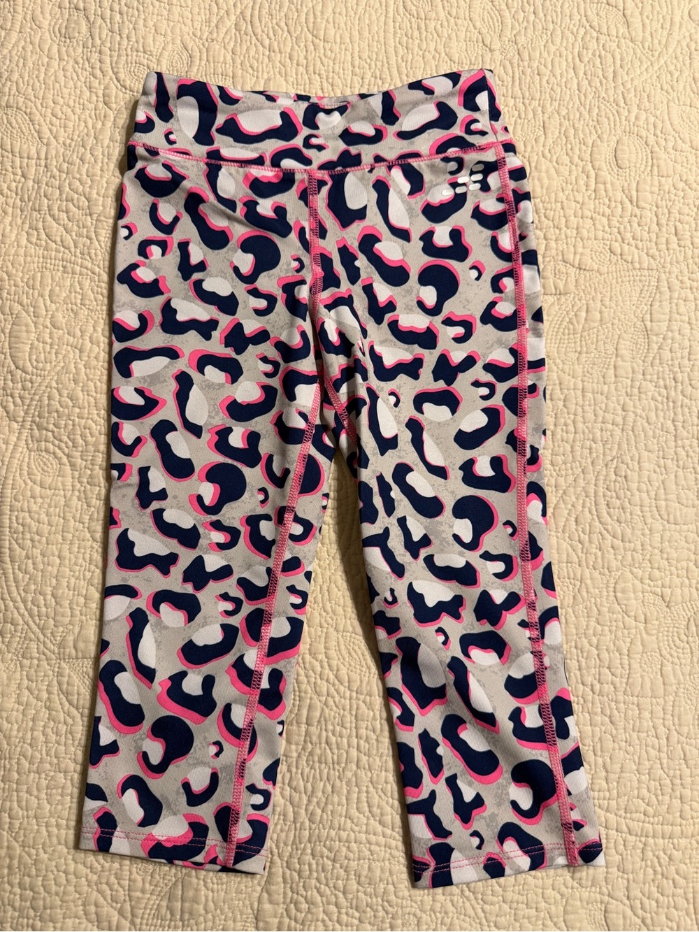 BCG Girls' Pink & Navy Leopard Print Active Capris